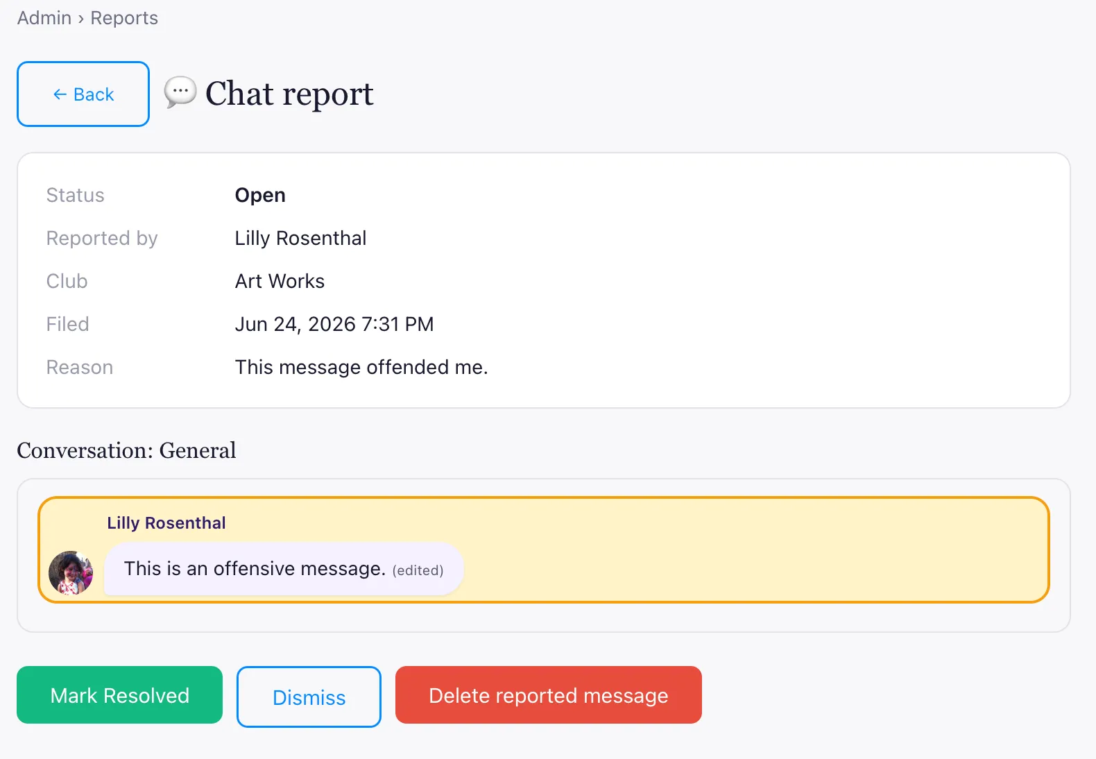 Report Message